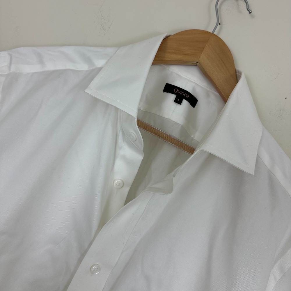 Quince Dress Shirt White Organic Cotton Stretch Long Sleeve Button Up Mens Large
